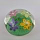 20thC Art Glass Paperweight With Pink, Purple, Orange & Yellow Flowers