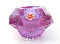 20th Century Murano Sommerso Alexandrite Art Glass Textured Bowl Label Striking