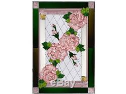 20x30 PINK ROSES Stained Art Glass Window Suncatcher