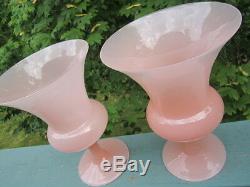 2LRG Portieux Vallerysthal antique rosaline vtg pink glass french compote vase