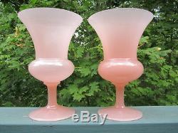 2LRG Portieux Vallerysthal antique rosaline vtg pink glass french compote vase