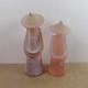 2 La Murrina Murano Art Glass Asian Figurines Scavo Pink Signed 10 & 8.5 Tall