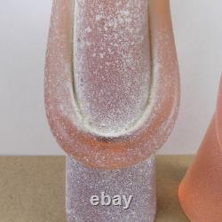 2 La Murrina Murano Art Glass Asian Figurines Scavo Pink Signed 10 & 8.5 Tall