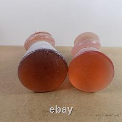 2 La Murrina Murano Art Glass Asian Figurines Scavo Pink Signed 10 & 8.5 Tall