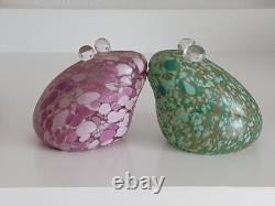 2 x Cambridge / Midsummer Pink & Green Glass Frog ex Whitefriars Jonny Payne