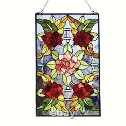 32 x 20 Tiffany-Style Rose Garden Stained Glass window Panel