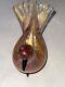 338 formia vetri gold/pink flecking vtg art glass murano sommerso bird signed