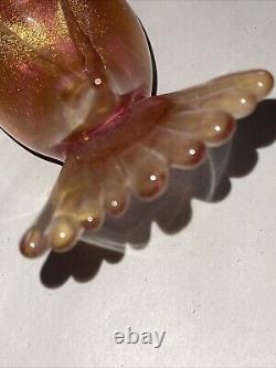 338 formia vetri gold/pink flecking vtg art glass murano sommerso bird signed