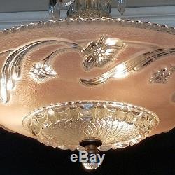 360 Vintage Antique arT DEco Glass Ceiling Light Lamp Fixture Chandelier