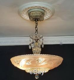 360 Vintage Antique arT DEco Glass Ceiling Light Lamp Fixture Chandelier