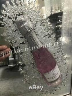 3D Pink Champagne Cocktail Drink Celebration wall art / Silver Mirrored Picture