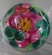 3.3 Signed Steven Lundberg Pink Dogwood Glass Paperweight with Exterior Leaves