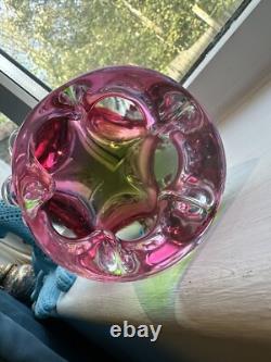 3x Superb Bohemian Czech art glass pieces by Joseph Hospodka Heavy. VGC