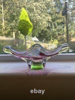 3x Superb Bohemian Czech art glass pieces by Joseph Hospodka Heavy. VGC