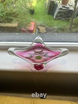 3x Superb Bohemian Czech art glass pieces by Joseph Hospodka Heavy. VGC