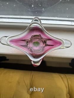 3x Superb Bohemian Czech art glass pieces by Joseph Hospodka Heavy. VGC