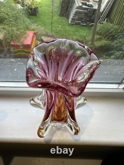 3x Superb Bohemian Czech art glass pieces by Joseph Hospodka Heavy. VGC