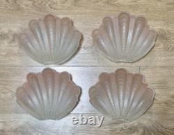 4 x Antique Pink Clam Shell Lamp Glasses 26cm x 21cm 130 years Old