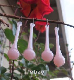 50 rare Art real glass crystal prism Pink Rose Opaline lamp chandelier part 3