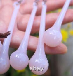 50 rare Art real glass crystal prism Pink Rose Opaline lamp chandelier part 3