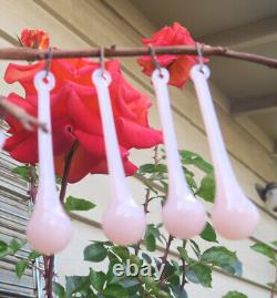 50 rare Art real glass crystal prism Pink Rose Opaline lamp chandelier part 3