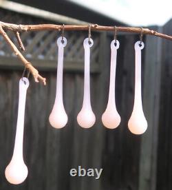 50 rare Art real glass crystal prism Pink Rose Opaline lamp chandelier part 3