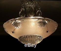 581 Vintage antique Glass Ceiling Light Lamp Fixture Chandelier art deco pink