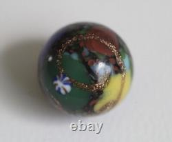 6 Antique Art Glass Paperweight Buttons Pink Roses, Aventurine, Square Floral