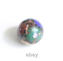 6 Antique Art Glass Paperweight Buttons Pink Roses, Aventurine, Square Floral