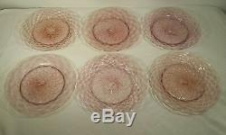 6 Antique Salviati Murano Glass Pink & Gold Fleck Diamond Optic 8.5 Plates