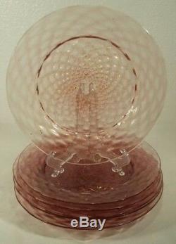 6 Antique Salviati Murano Glass Pink & Gold Fleck Diamond Optic 8.5 Plates