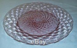 6 Antique Salviati Murano Glass Pink & Gold Fleck Diamond Optic 8.5 Plates