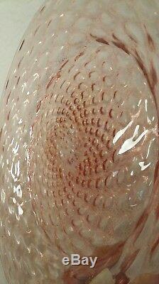 6 Antique Salviati Murano Glass Pink & Gold Fleck Diamond Optic 8.5 Plates