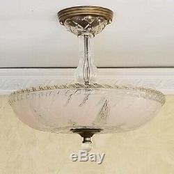 761b Vintage 40s art deco Glass Ceiling Light Lamp Fixture chandelier antique