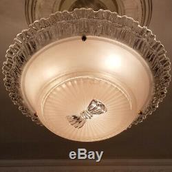 780b Vintage antique arT Deco Glass Shade Ceiling Light Lamp Fixture Chandelier