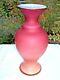 8.5 Art Glass Pink / White Cased Satin Vase