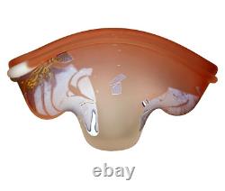 9.5 Louis Leloup Blown Art Glass 80's Peach Pink Vase Abstract Mod Signed