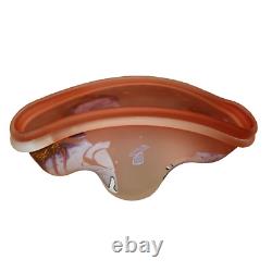 9.5 Louis Leloup Blown Art Glass 80's Peach Pink Vase Abstract Mod Signed