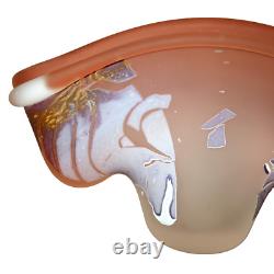 9.5 Louis Leloup Blown Art Glass 80's Peach Pink Vase Abstract Mod Signed