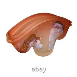 9.5 Louis Leloup Blown Art Glass 80's Peach Pink Vase Abstract Mod Signed
