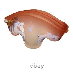 9.5 Louis Leloup Blown Art Glass 80's Peach Pink Vase Abstract Mod Signed