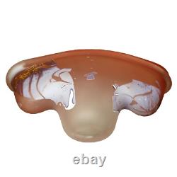 9.5 Louis Leloup Blown Art Glass 80's Peach Pink Vase Abstract Mod Signed