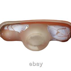 9.5 Louis Leloup Blown Art Glass 80's Peach Pink Vase Abstract Mod Signed