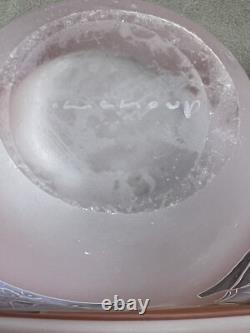 9.5 Louis Leloup Blown Art Glass 80's Peach Pink Vase Abstract Mod Signed