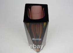 9.5 vintage Murano sommerso burgundy/yellowithblue/pink glass vase mandruzzato