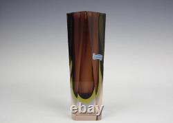 9.5 vintage Murano sommerso burgundy/yellowithblue/pink glass vase mandruzzato