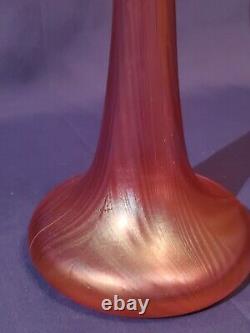 ABELMAN 15.5 Iridescent CRANBERRY Pulled Feather JACK IN THE PULPIT Vase-1988