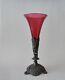 ANTIQUE VICTORIAN CRANBERRY GLASS EPERGNE VASE WITH METAL BASE h22,2cm