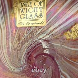 ARTIST SIGNED Isle of Wight Studio'Zanfirico Oro' Pink Glass Squat Vase
