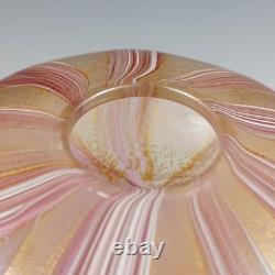 ARTIST SIGNED Isle of Wight Studio'Zanfirico Oro' Pink Glass Squat Vase